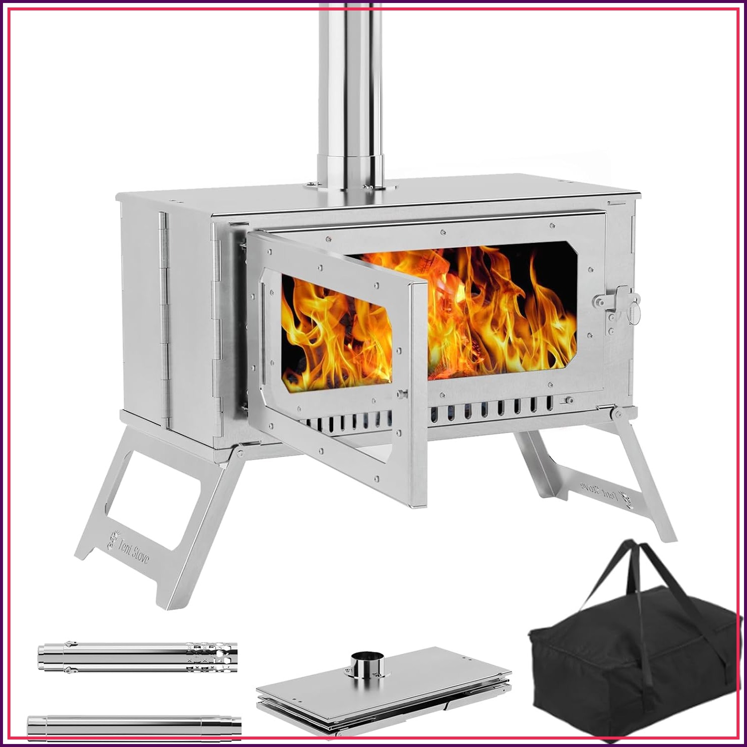 Hot Tent Wood Stove With Chimney Pipe - Stufa Portatile per Tenda 2026 Direttamente