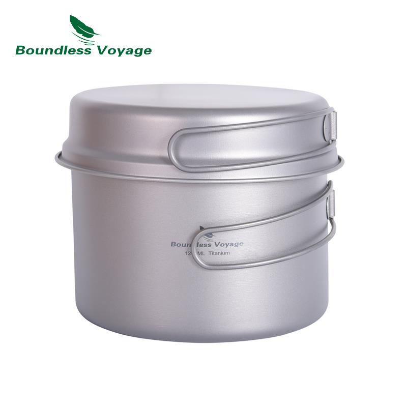 Titanium Cooking Pot Pan Mess Kit - Boundless Voyage Titanium Pot & Padella
