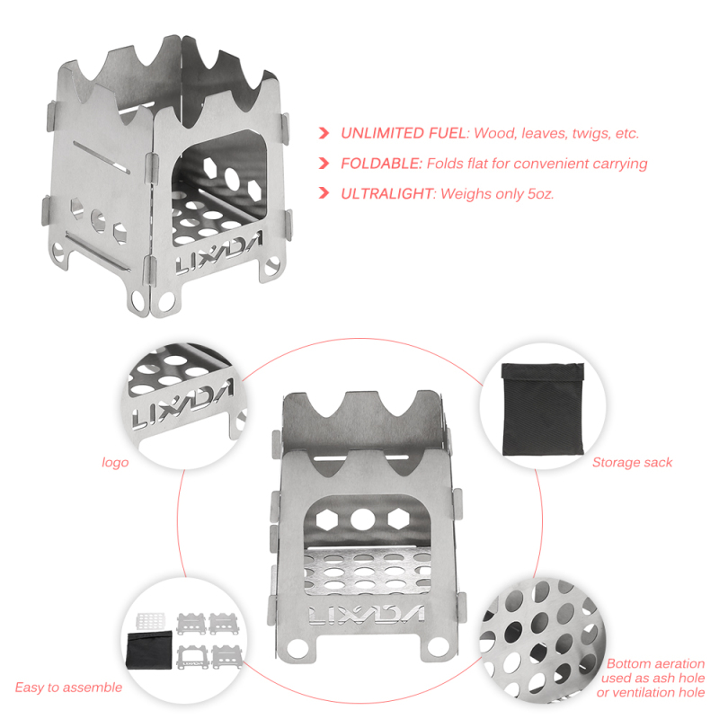 Lixada stufa da campeggio all' - Titanium Folding Wood Stove Tent recensione e prezzo