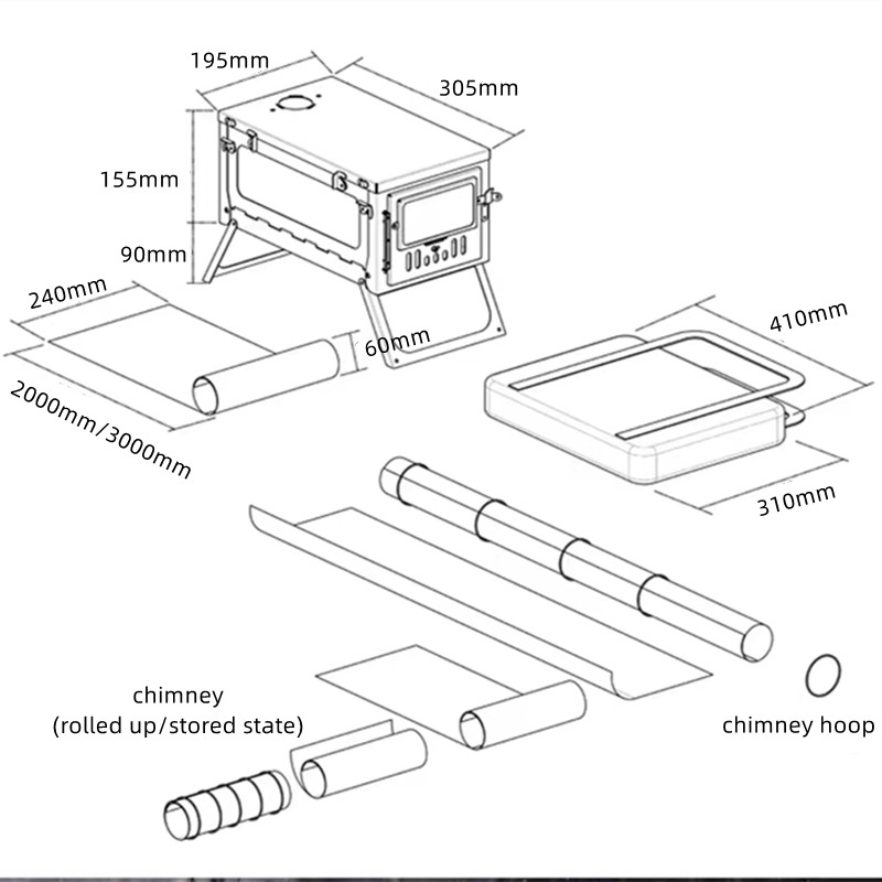 Stufa Ultraleggera per Tenda c - Hot Tent Wood Stove With Chimney Pipe recensione e prezzo