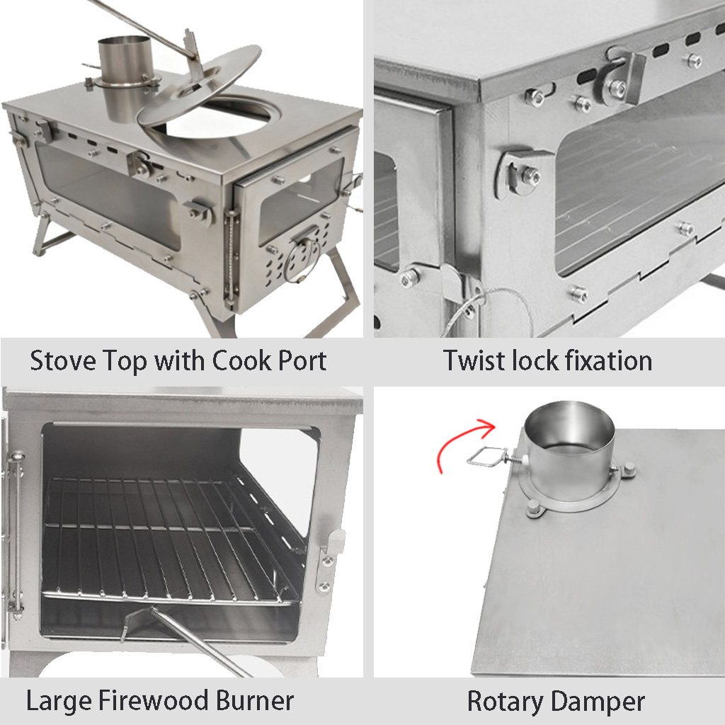 Stufa da campeggio pieghevole  - Hot Tent Wood Stove With Chimney Pipe recensione e prezzo