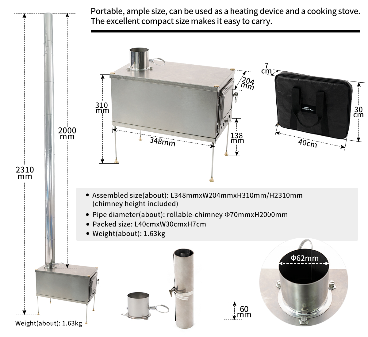 Stufa pieghevole a legna in ti - Titanium Folding Wood Stove Tent recensione e prezzo