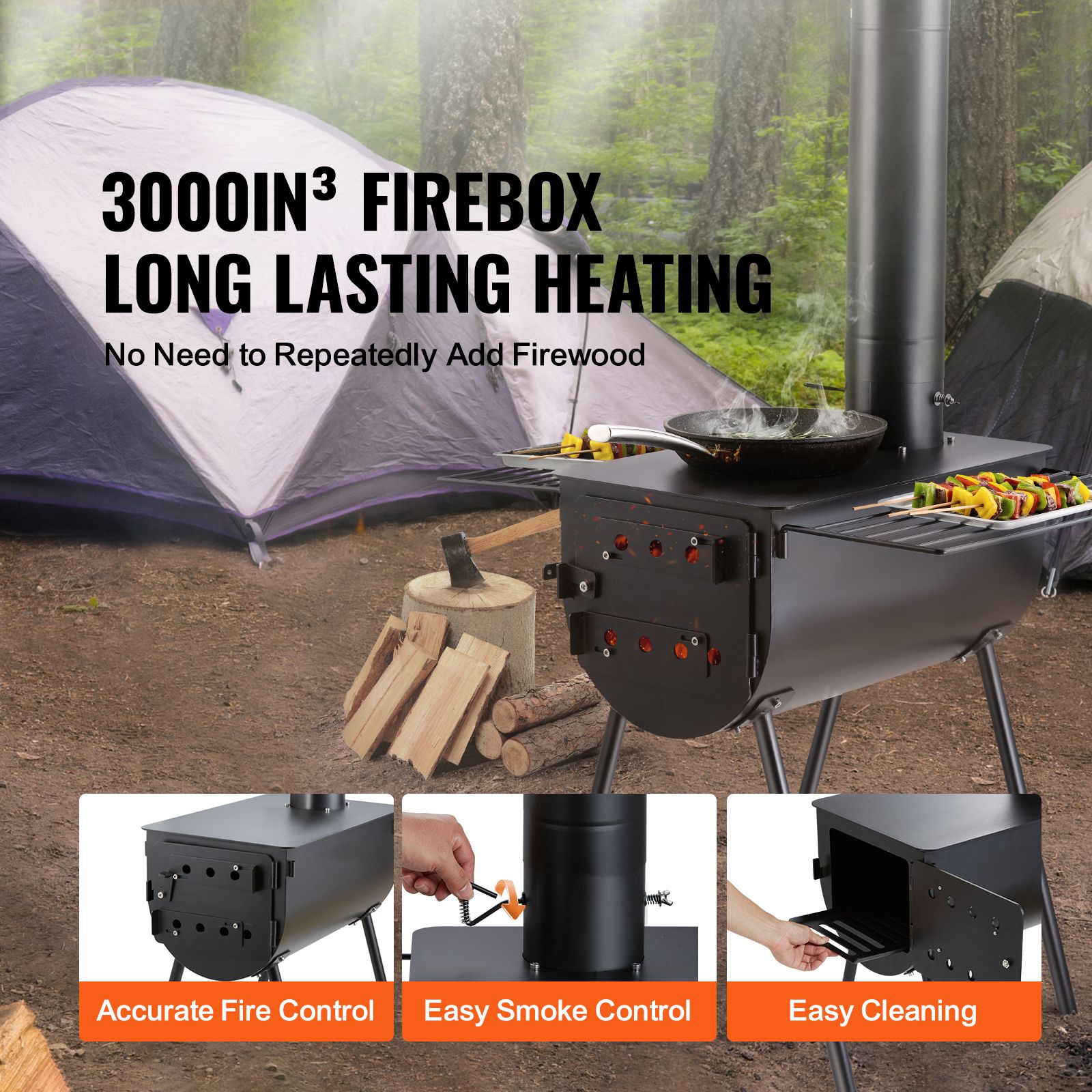 Stufa a legna, 118 pollici, st - Hot Tent Wood Stove With Chimney Pipe recensione e prezzo
