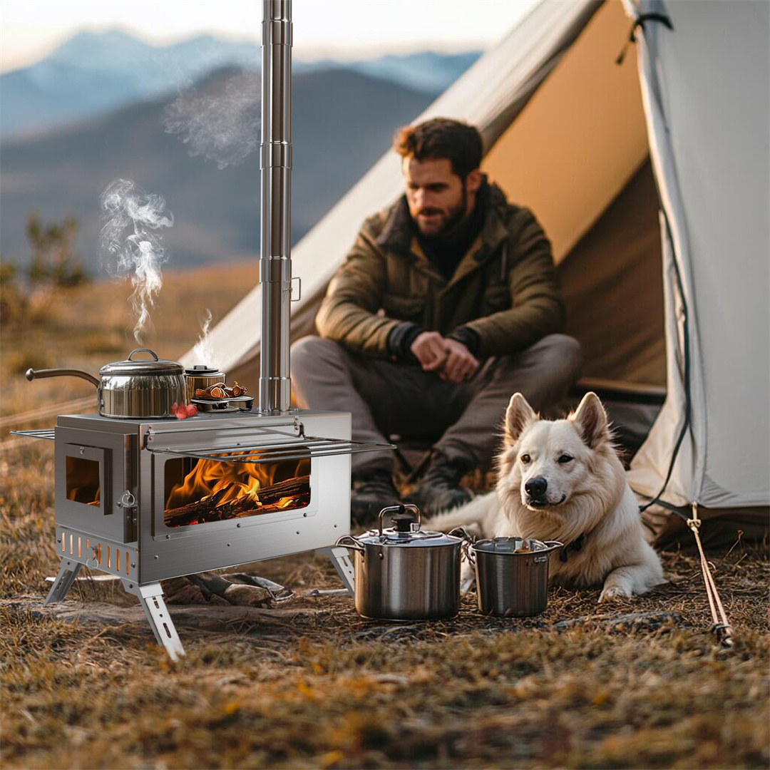 Stufa da campeggio portatile,  - Hot Tent Wood Stove With Chimney Pipe recensione e prezzo