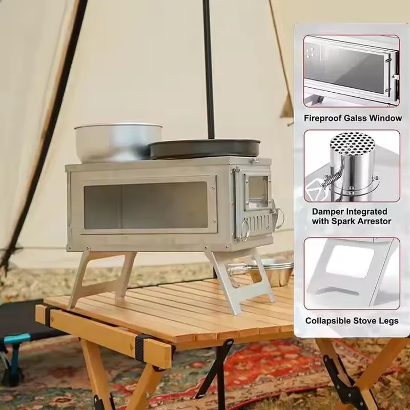 Stufa da tenda portatile in ti - Titanium Folding Wood Stove Tent recensione e prezzo